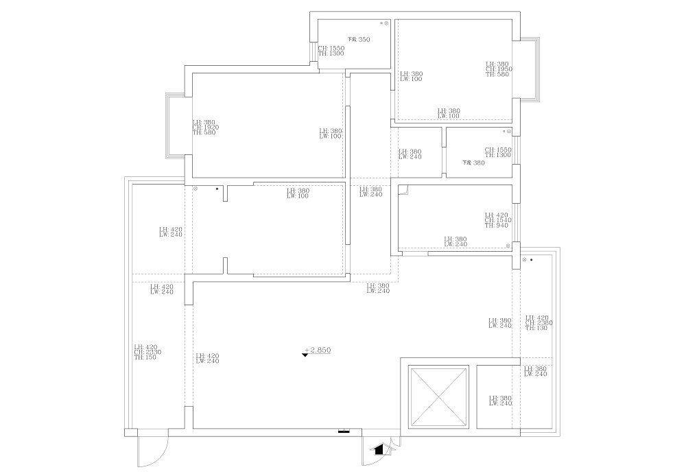 金霖御景160㎡復(fù)合寫意四居室 裝修案例效果圖-原始結(jié)構(gòu)圖