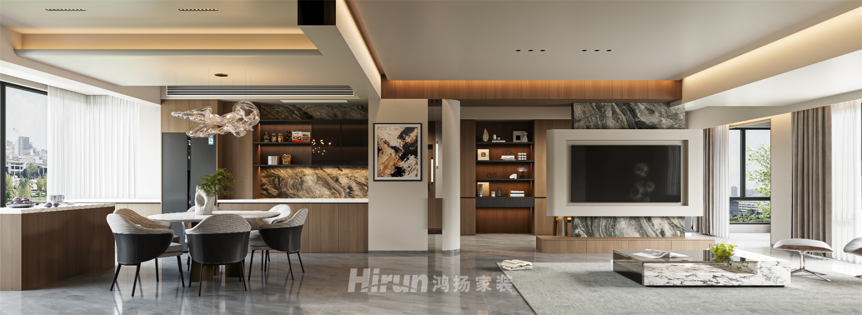 紅雅嘉悅府170㎡雅致現(xiàn)代三居室 裝修案例效果圖-3